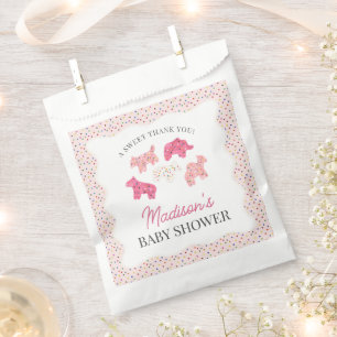 Sachets En Papier Baby shower de cookies animaux congelés roses