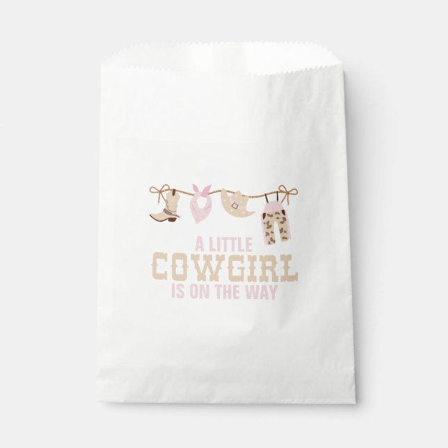 Sachets En Papier Baby shower de cowgirl occidentale rose (Devant)