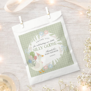 Sachets En Papier Baby shower de En vichy floral d'oie soie verte