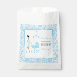 Sachets En Papier Baby shower de femme afro-américaine Blue Damask
