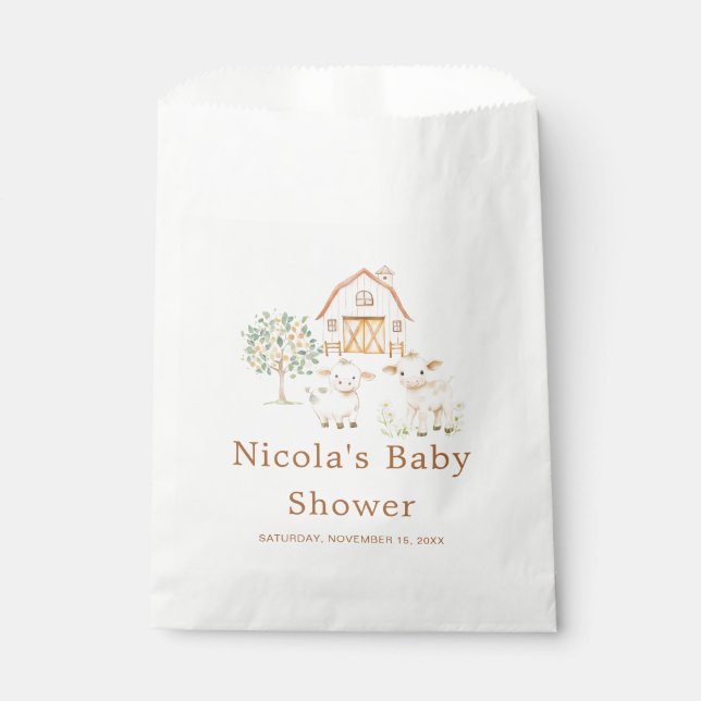 Sachets En Papier Baby shower de ferme mignonne (Devant)