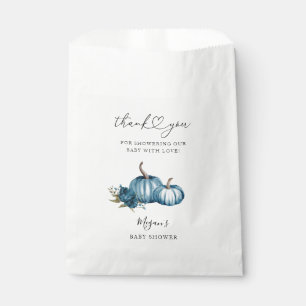Sachets En Papier Baby shower de fleurs bleu citrouille