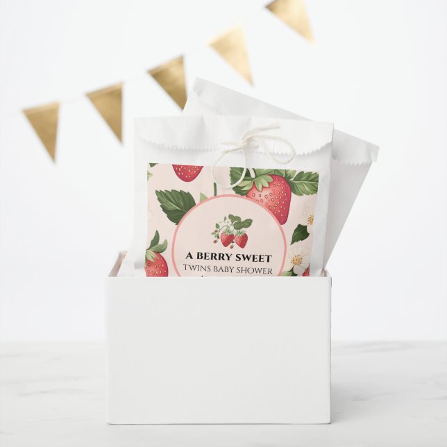 Sachets En Papier Baby shower de fraises sucrées TWINS Berry (Fête)