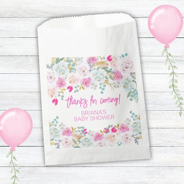 Sachets En Papier Baby shower de garçon rose Floral Faveurs (Créateur téléchargé)