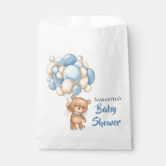 Sachets En Papier Baby shower de garçon Teddy - Blanc