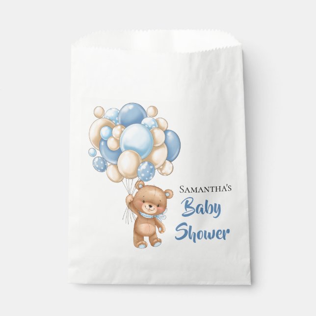 Sachets En Papier Baby shower de garçon Teddy - Blanc (Devant)