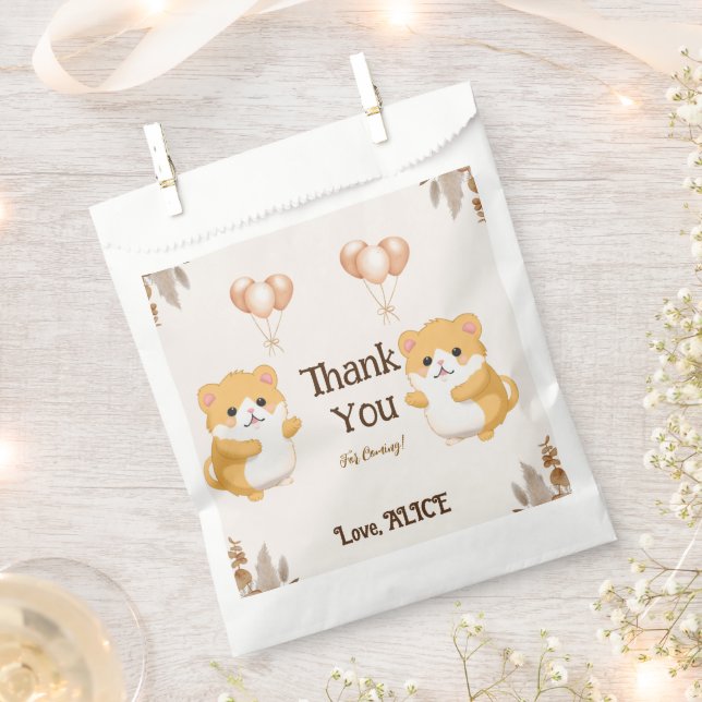 Sachets En Papier Baby shower de Hamster mignonne (Coupé)