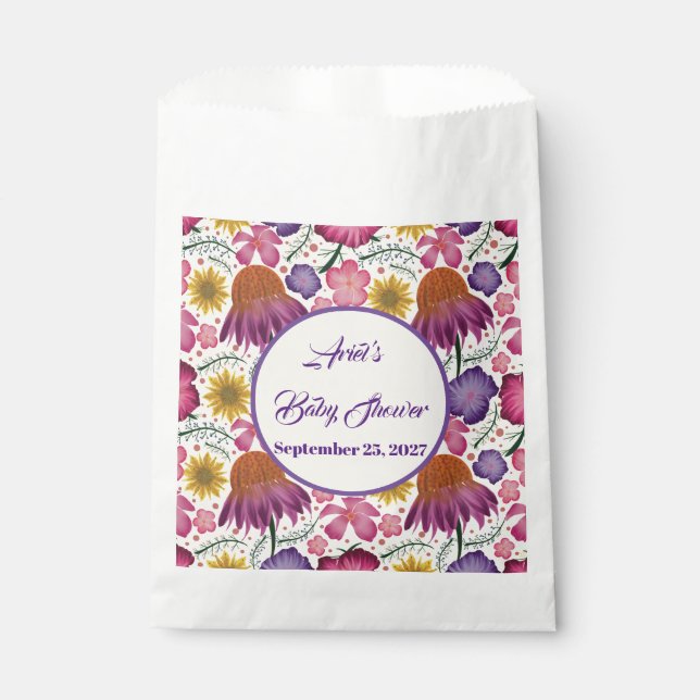 Sachets En Papier Baby shower de jardin personnalisé fleur sauvage (Devant)