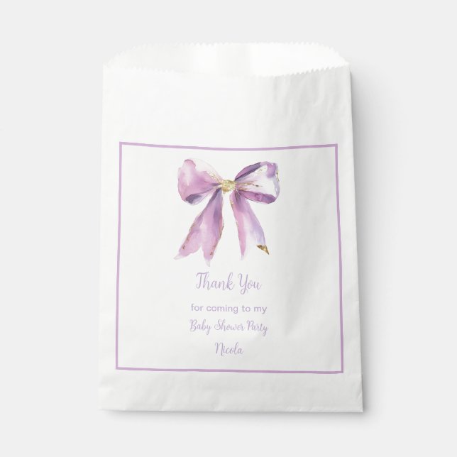Sachets En Papier Baby shower de la boîte de coquette violet (Devant)