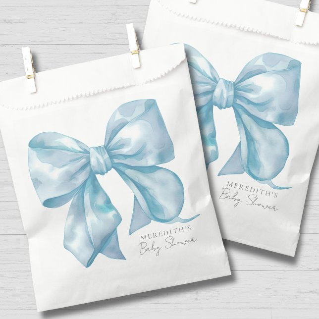 Sachets En Papier Baby shower de la ceinture bleue (Blue Bow Baby Shower Favor Bag)