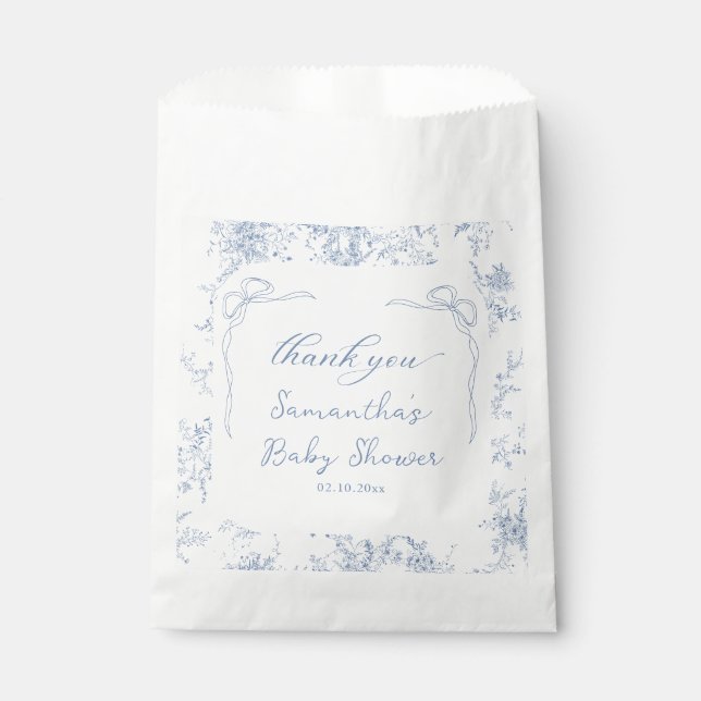 Sachets En Papier Baby shower de la ceinture bleue (Devant)