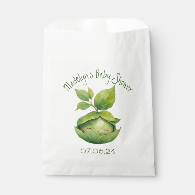 Sachets En Papier Baby shower de la nature illustrée et personnalisé (Devant)