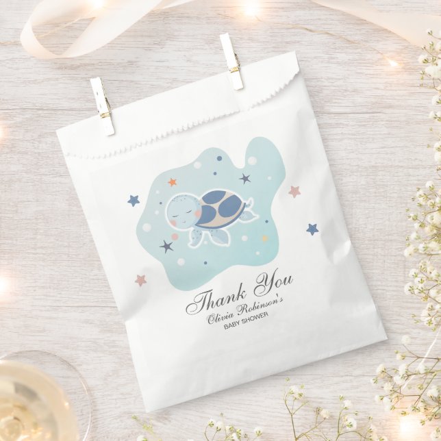 Sachets En Papier Baby shower de la tortue de mer | Océan mignon (Coupé)
