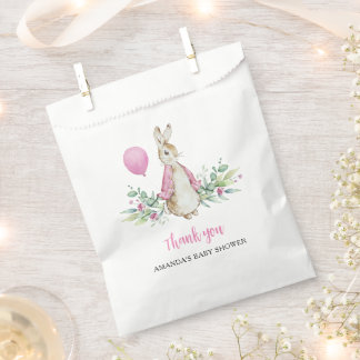 Sachets En Papier Baby shower de lapin rose