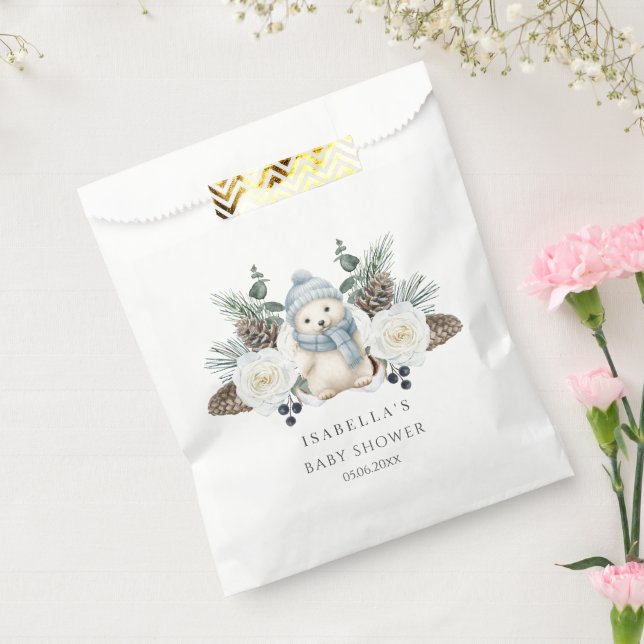 Sachets En Papier Baby shower de l'ours polaire d'hiver (Scellé)