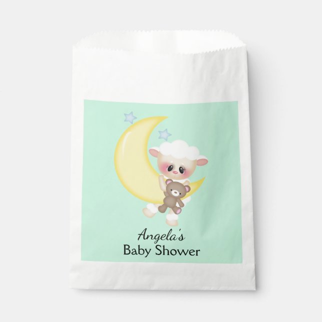 Sachets En Papier Baby shower de lune d'agneau et de croissant (Devant)