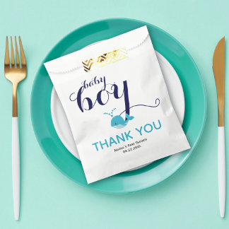 Sachets En Papier Baby shower de Merci à thème océanique bleu mignon