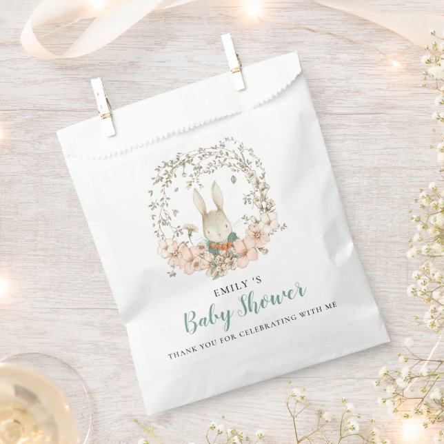 Sachets En Papier Baby shower de Merci de feuillage de Bunny mignonn (Coupé)