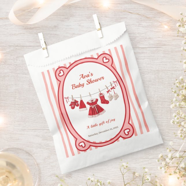 Sachets En Papier Baby shower de Noël | Père Noël Vêtements rouge et (Coupé)