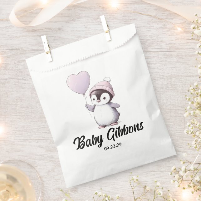 Sachets En Papier Baby shower de pingouin (Coupé)