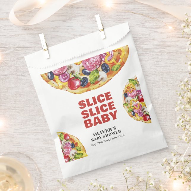Sachets En Papier Baby shower de pizza en tranche italienne chic mod (Coupé)