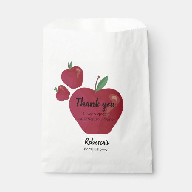 Sachets En Papier Baby shower de pomme rouge (Devant)