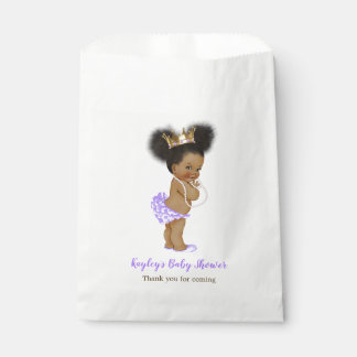 Sachets En Papier Baby shower de princesse violette afro-américaine