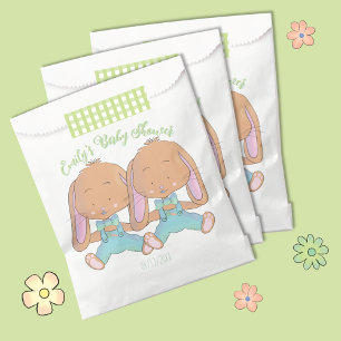 Sachets En Papier Baby shower de printemps Twin Bunnies Favoriser le