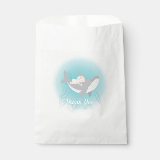 Sachets En Papier Baby shower de requin doux (Devant)