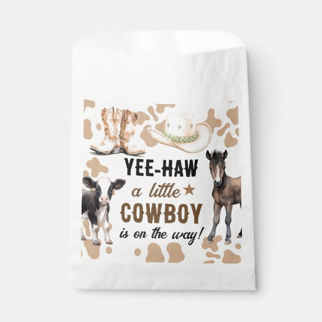 Sachets En Papier Baby shower de rodéo Little Cowboy (Devant)