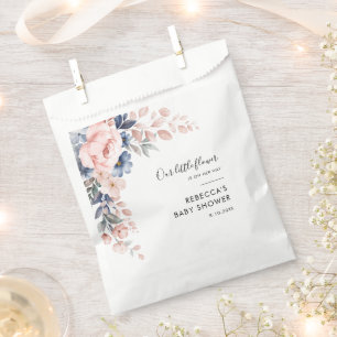 Sachets En Papier Baby shower de script végétal rose