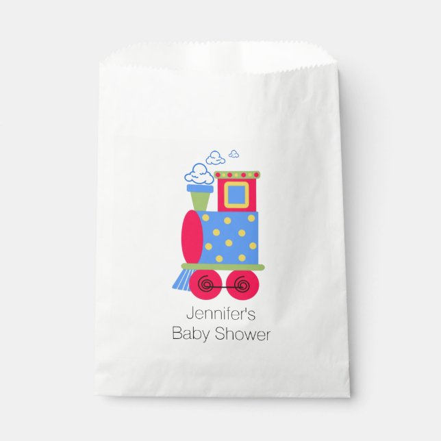 Sachets En Papier Baby shower de train Choo Choo Favoriser le sac (Devant)