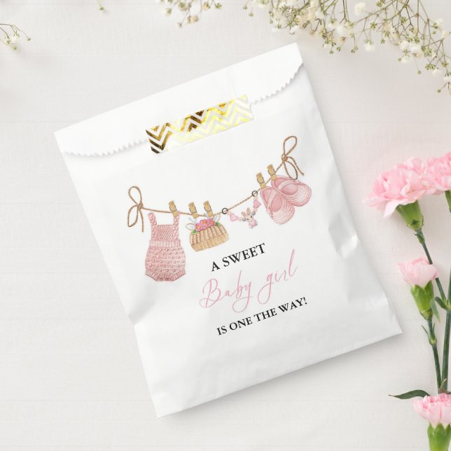 Sachets En Papier Baby shower de vêtements Bohême pour fille rose (Scellé)
