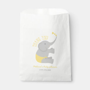 Sachets En Papier Baby shower d'éléphant gris jaune doux
