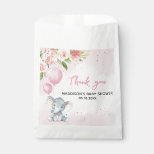 Sachets En Papier Baby shower d'éléphant rose vif