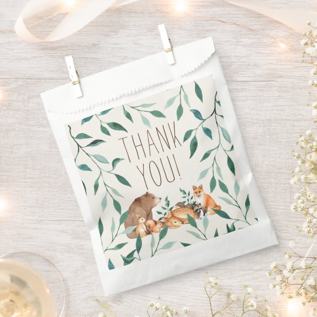 Sachets En Papier Baby shower des amis des animaux de la forêt (Coupé)