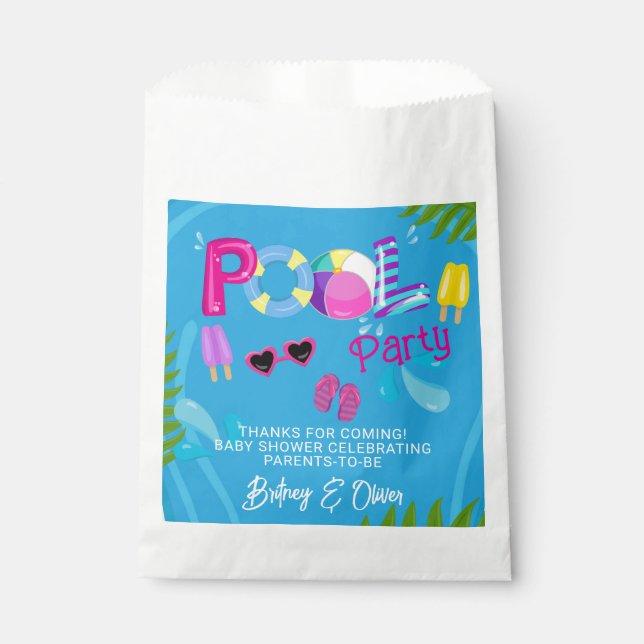 Sachets En Papier Baby shower d'été de la fête de la piscine (Devant)
