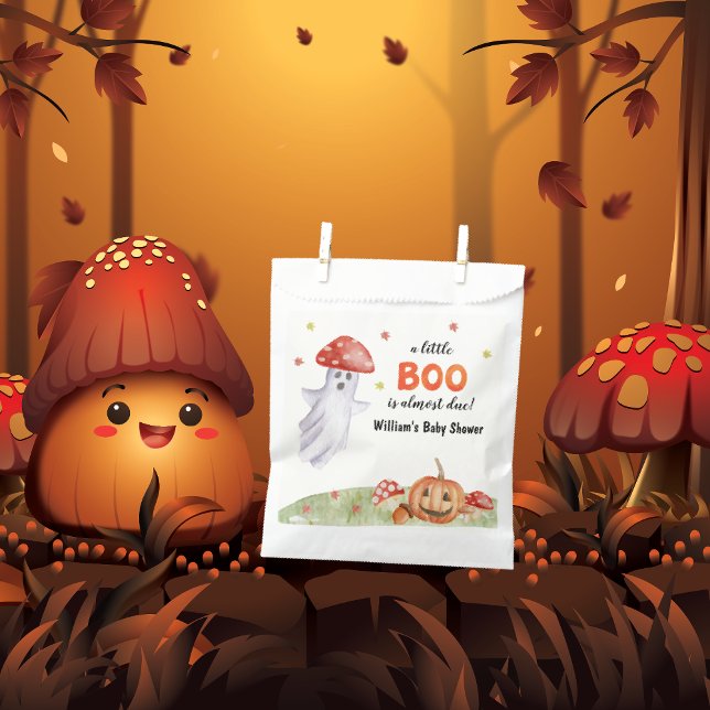 Sachets En Papier Baby shower d'Halloween aux champignons fantômes (Cute Ghost Mushroom Halloween Baby Shower Favor Bag)