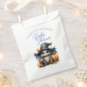 Sachets En Papier Baby shower d'Halloween Dragon d'aquarelle bleue