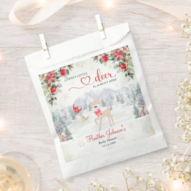 Sachets En Papier Baby shower d'hiver de Noël de cerfs-neigeux (Coupé)