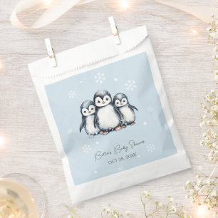 Sachets En Papier Baby shower d'hiver de Pingouin mignon