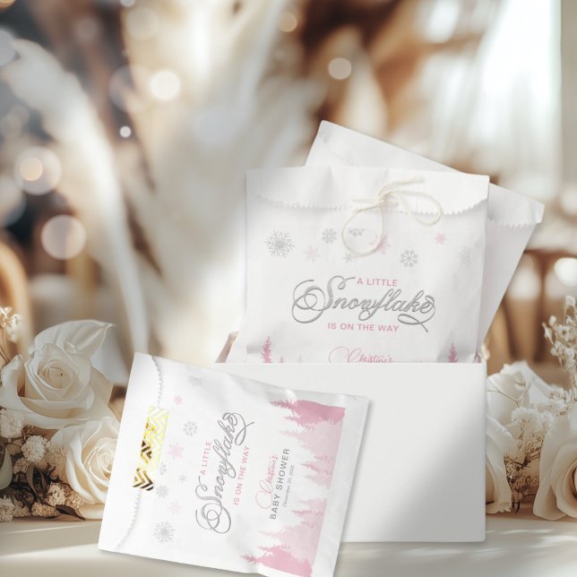 Sachets En Papier Baby shower d'hiver Little Snowflake (Créateur téléchargé)