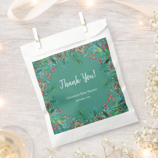 Sachets En Papier Baby shower d'hiver Vert