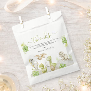 Sachets En Papier Baby shower Dinosaure Aquarelle Douce