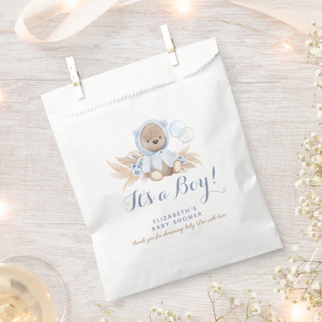 Sachets En Papier Baby shower d'ours bleu Boho Favoriser le sac en p (Coupé)