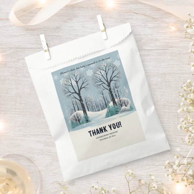 Sachets En Papier Baby shower Dreamwood Winter Forest Snowflakes (Coupé)