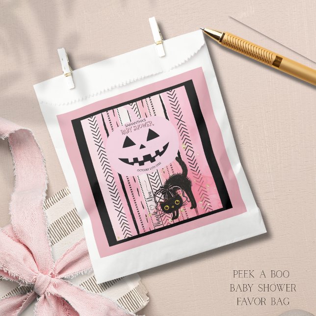 Sachets En Papier Baby shower éffrayant-mignon Favoriser Sac avec ch (Spooky-Cute Baby Shower Favor Bag with Black Cat)