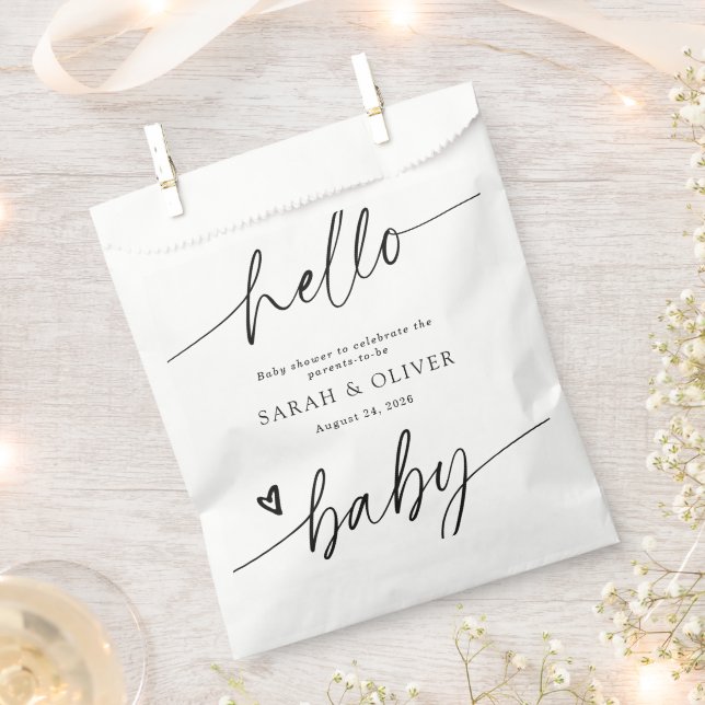 Sachets En Papier Baby-Shower Élégant Moderne Script (Coupé)