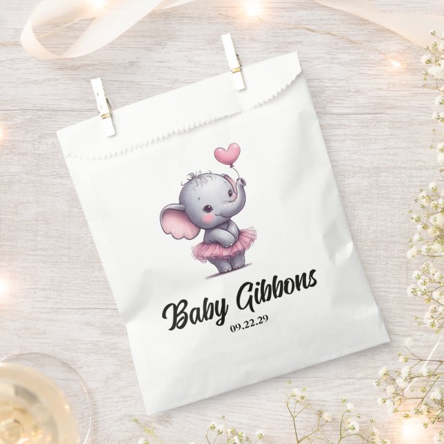 Sachets En Papier Baby shower éléphant (Coupé)