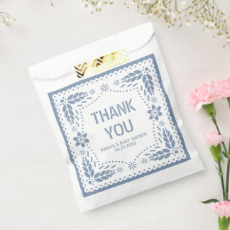 Sachets En Papier Baby shower en Merci de picado bleu foncé